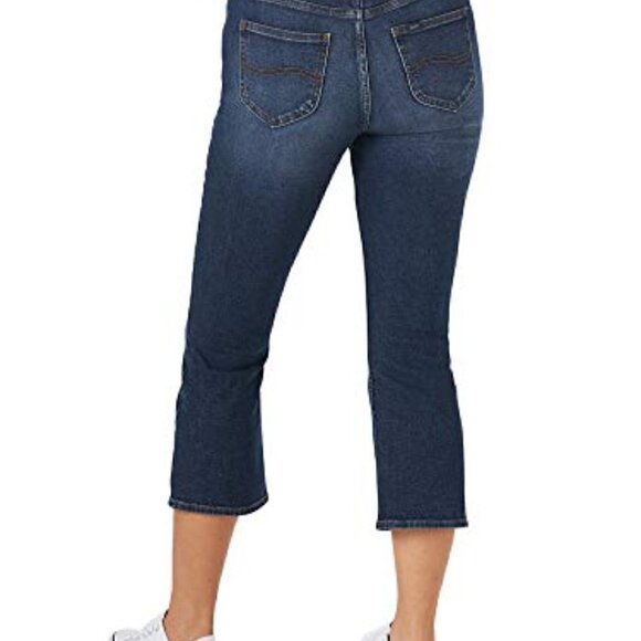 Women's Lee Barely Boot Leg Cropped Boot Cut High Rise Relaxed Fit Denim Jeans - Picture 2 of 15